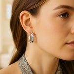 Sterling Silver Classic Round Hoop Earrings, view 3