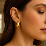 Large Raindrop Stud Earrings in 14K Yellow Gold, view 4