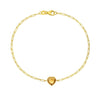 14K Yellow Gold Citrine Heart Bracelet (1.50 mm), view 2