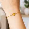 14K Yellow Gold Citrine Heart Bracelet (1.50 mm), view 6