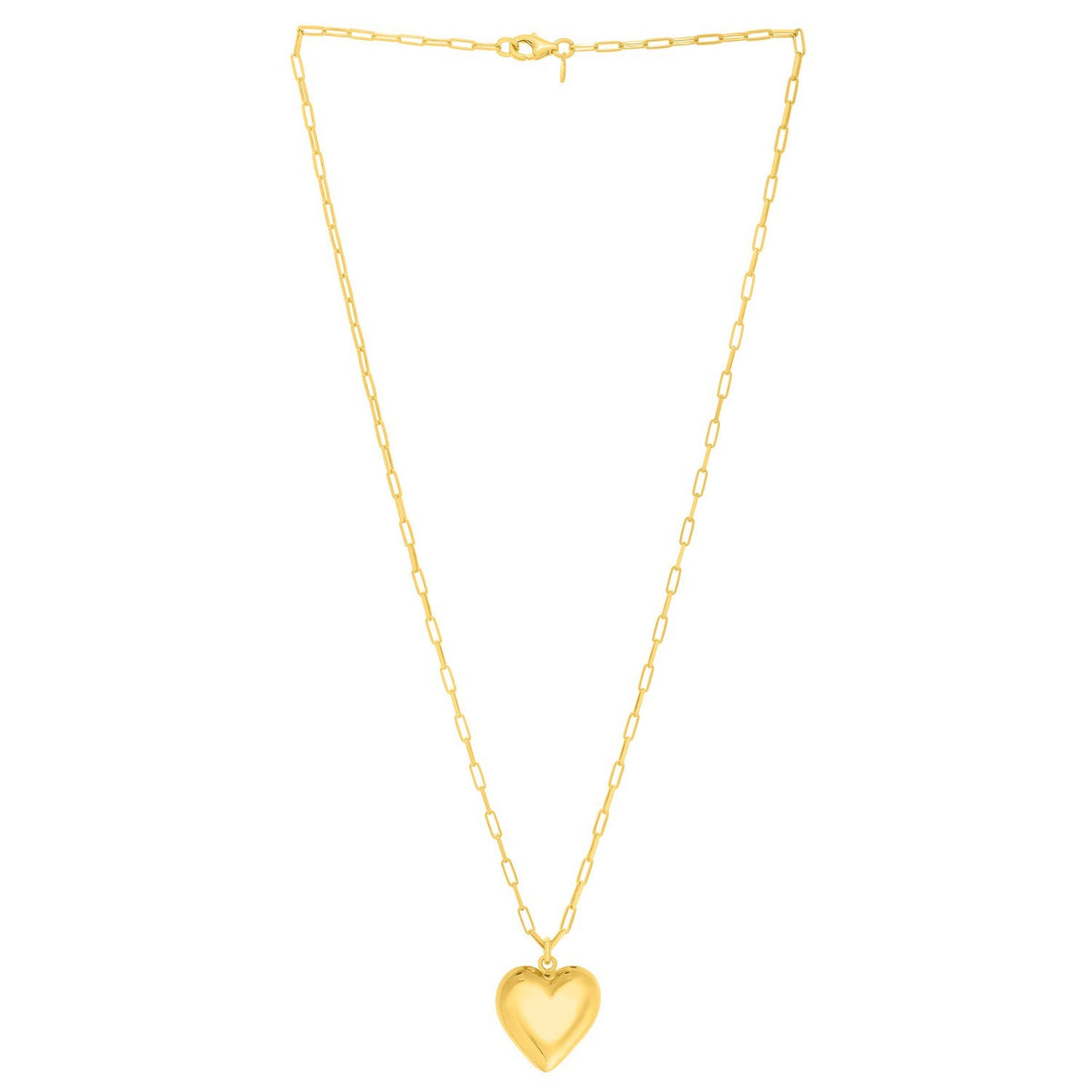 Sterling Silver Gold Plated Puffed Heart Pendant, view 2