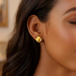 14K Yellow Gold Floral Stud Earrings, view 2