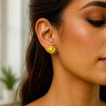 14K Yellow Gold Floral Stud Earrings, view 3