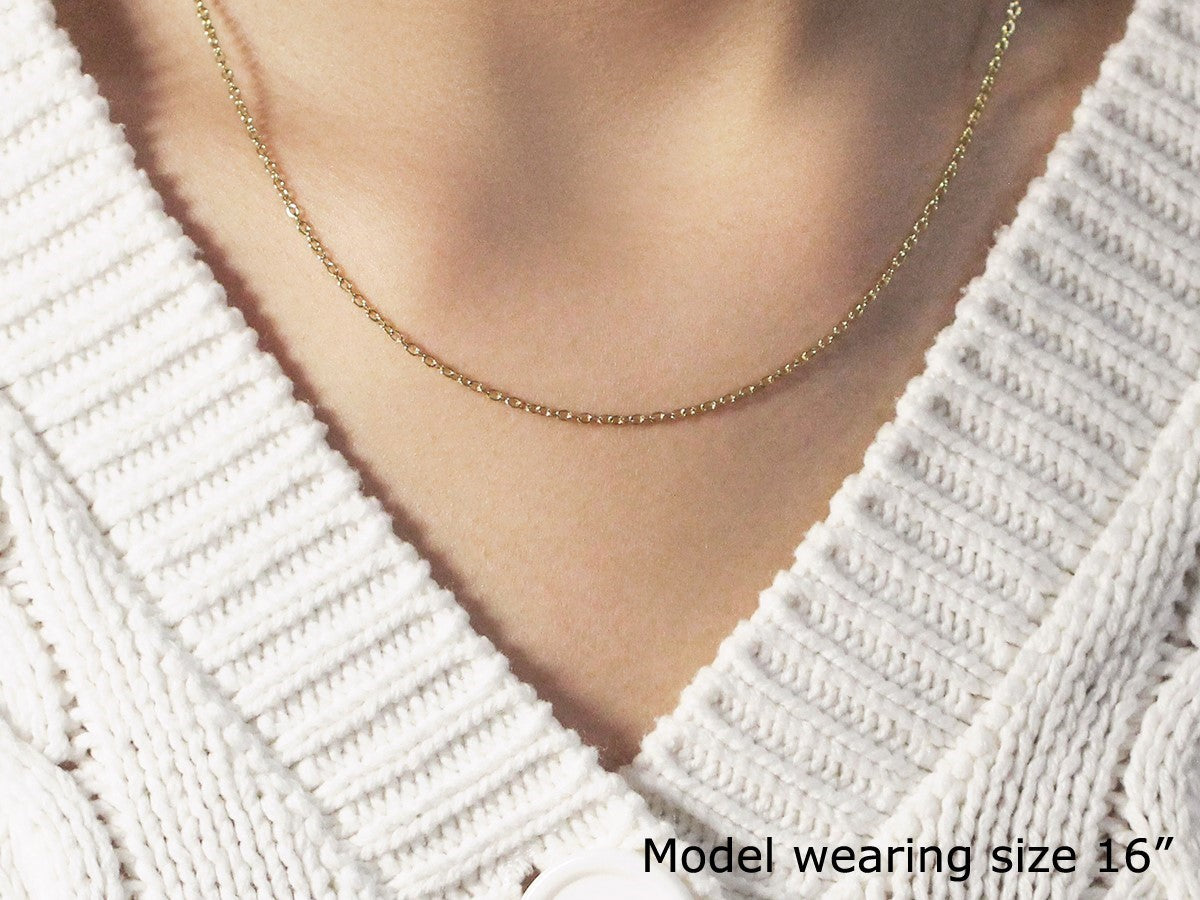 18k Yellow Gold Round Cable Link Chain (1.50 mm), view 14