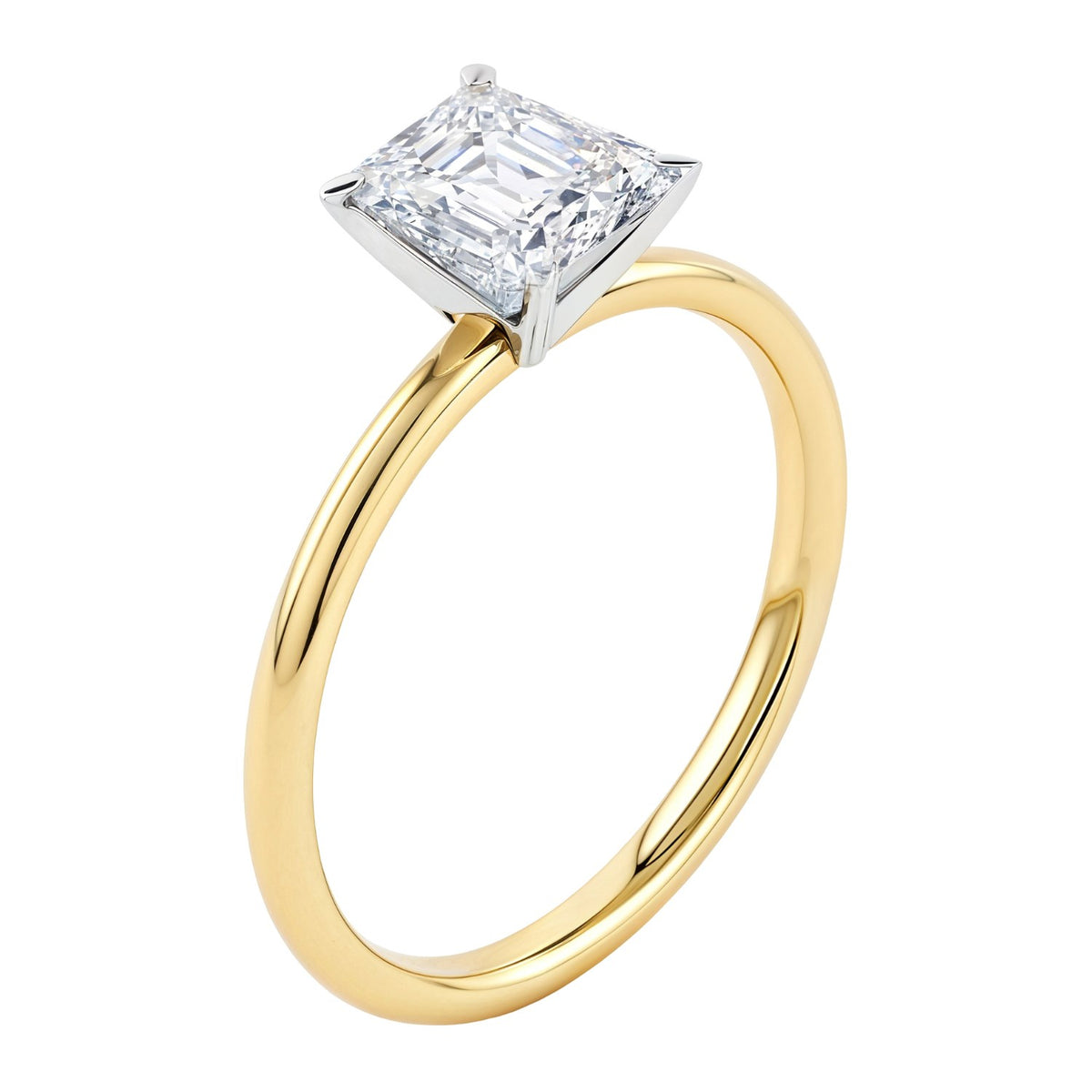 2 Carat Emerald Lab Grown IGI G/VS1 Diamond Solitaire Ring in 10K Yellow Gold, view 2