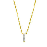 14K Yellow Gold Mini Diamond I Initial Pendant Necklace, view 3
