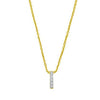 14K Yellow Gold Mini Diamond I Initial Pendant Necklace