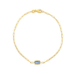 14K Yellow Gold Blue Topaz Paperclip Bracelet (1.50 mm), view 2