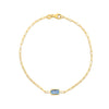 14K Yellow Gold Blue Topaz Paperclip Bracelet (1.50 mm), view 2