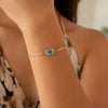 14K Yellow Gold Blue Topaz Paperclip Bracelet (1.50 mm), view 3