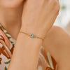 14K Yellow Gold Blue Topaz Paperclip Bracelet (1.50 mm), view 4