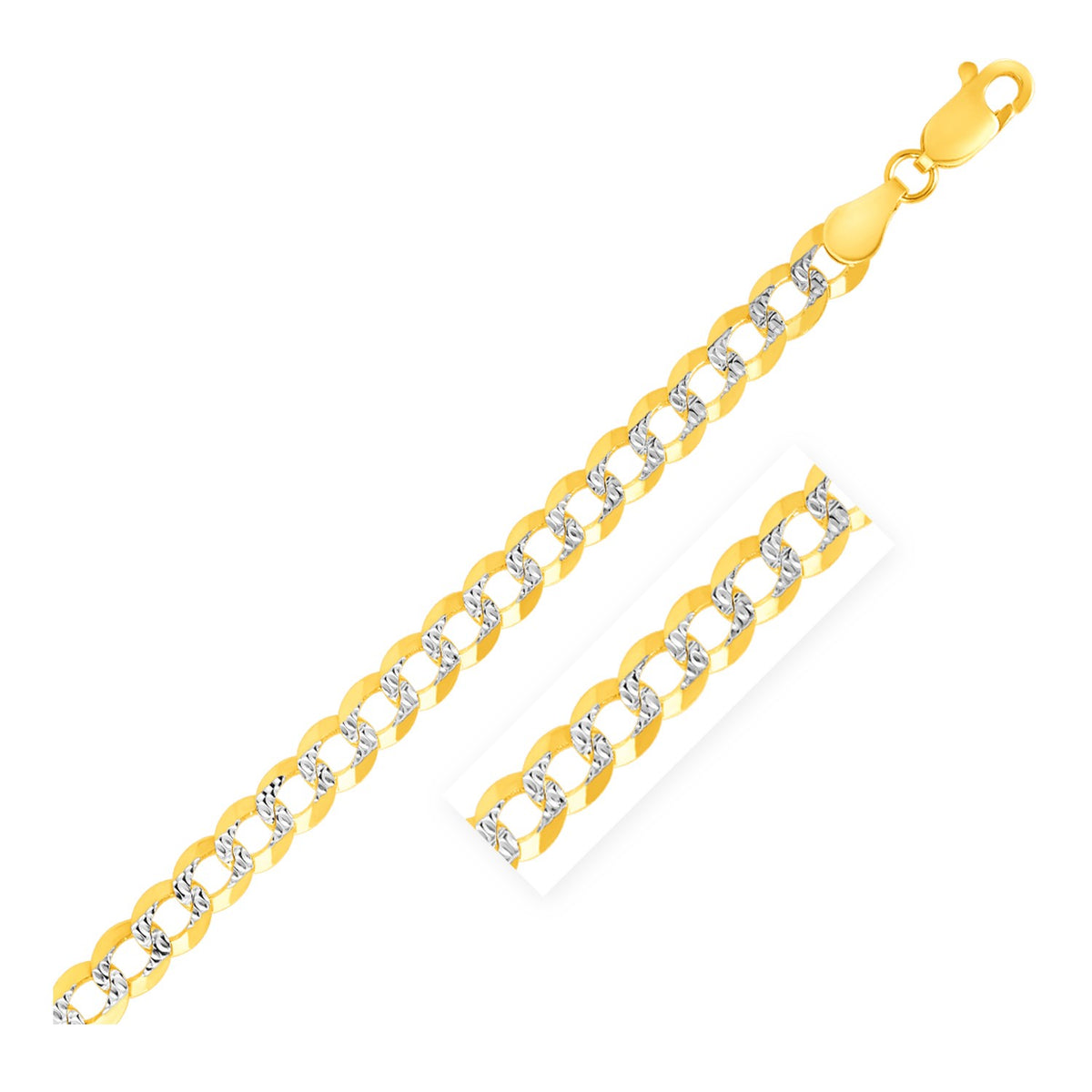 14K Two Tone Gold Pave Curb Bracelet (4.60 mm)