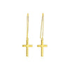 14k Yellow Gold Dangle Cross Earrings