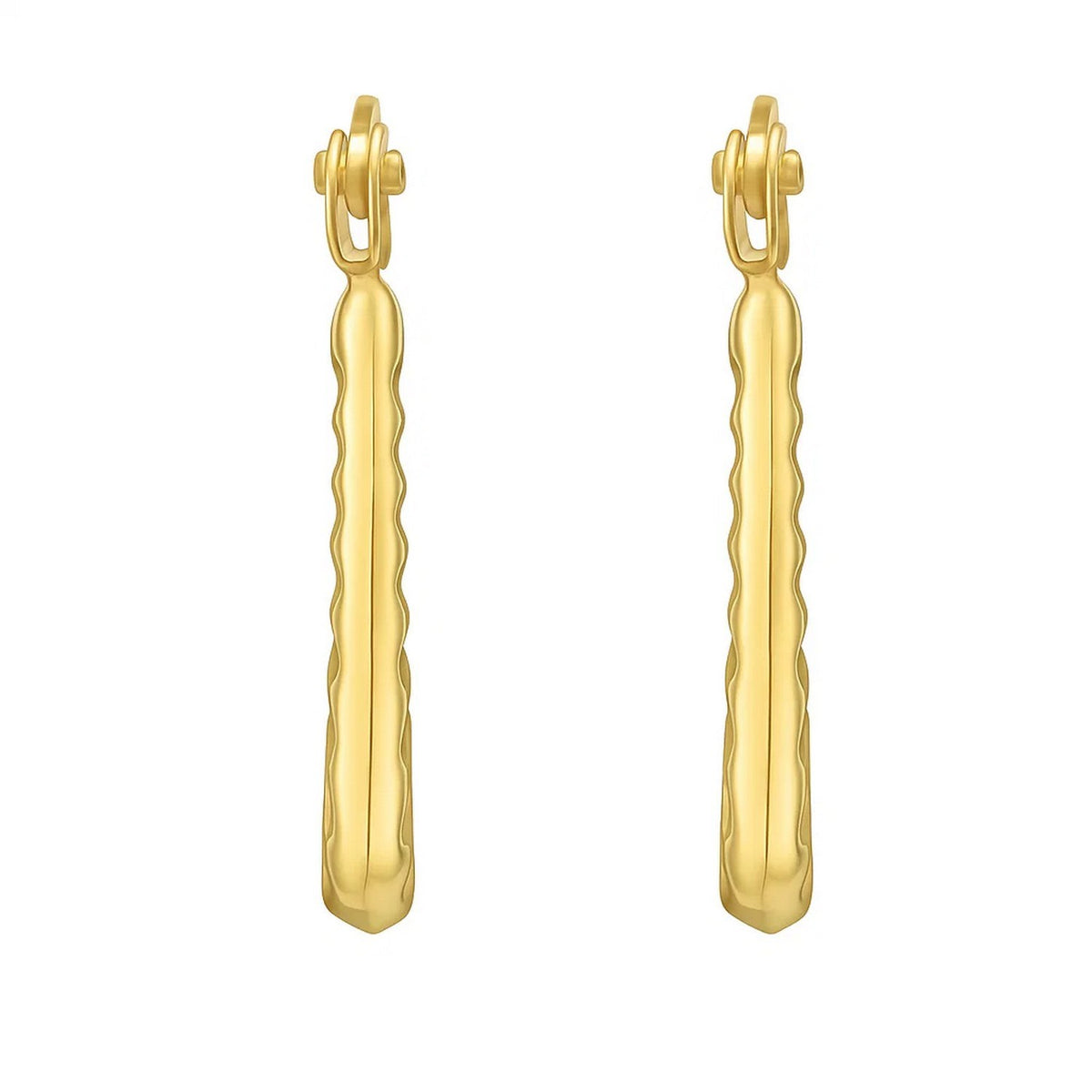14K Yellow Gold Round Back to Back Hoop Earrings, view 2
