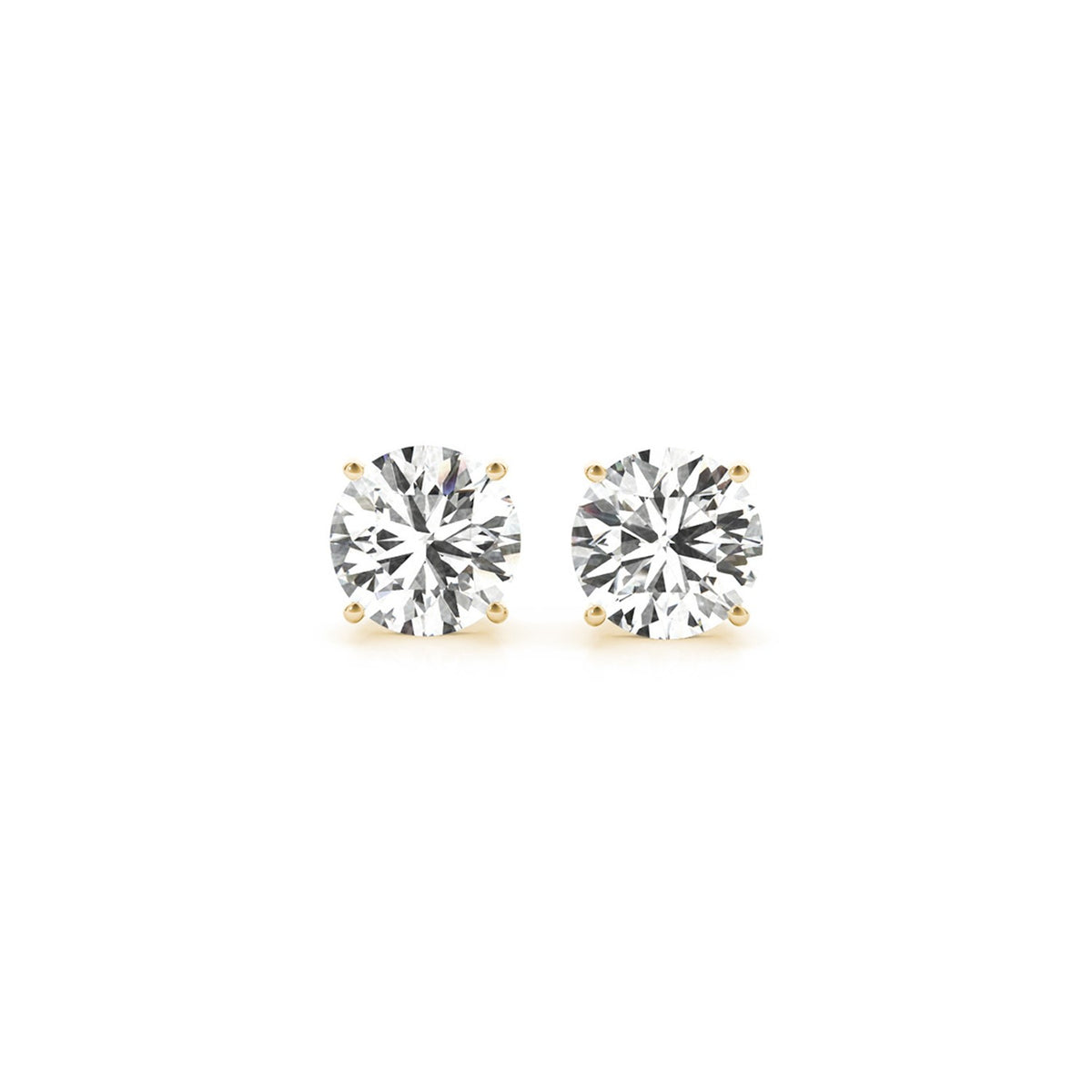 2 cttw Certified IGI Lab Grown Round Diamond Earrings 14K Yellow Gold (G/VS2)
