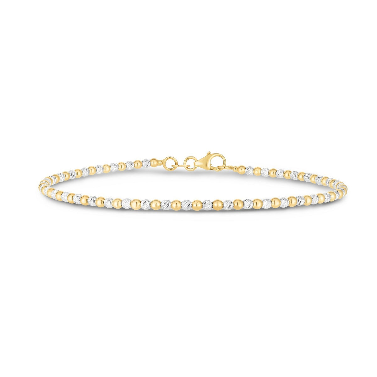 14K Two Tone Gold Pallina Bead Bracelet (2.10 mm), view 3