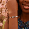 Sterling Silver Rhodium Plated Pearl Paperclip Bracelet