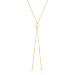 14K Yellow Gold Adjustable Heart Style Lariat Necklace