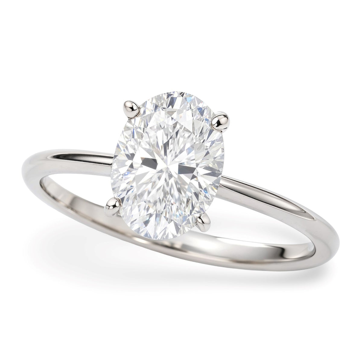 1 1/2 Carat Oval Lab Grown IGI G/VS1 Diamond Solitaire Ring in 14K White Gold