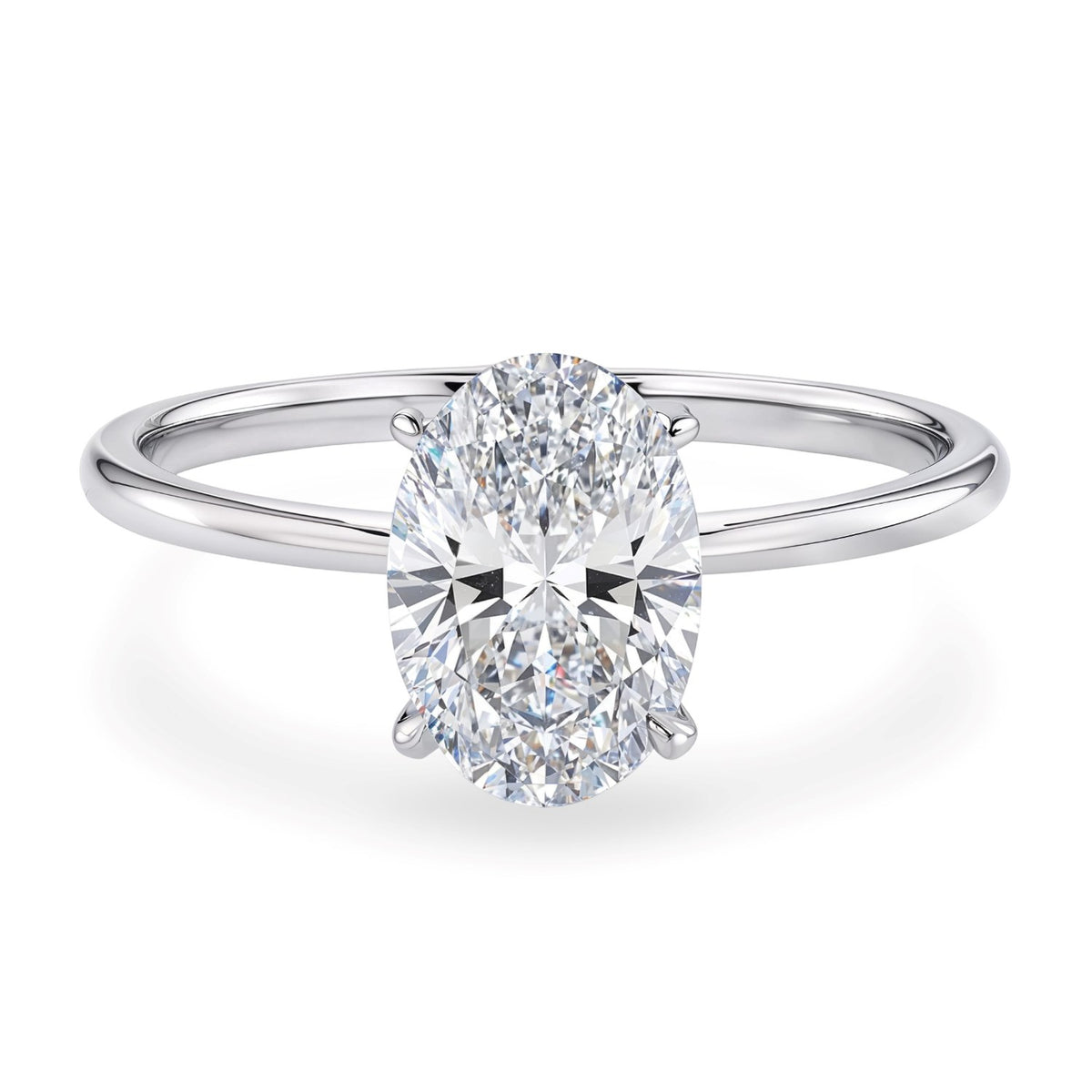 1 1/2 Carat Oval Lab Grown IGI G/VS1 Diamond Solitaire Ring in 14K White Gold, view 2
