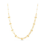 14K Yellow Gold Beaded U Link Chain Necklace, view 2