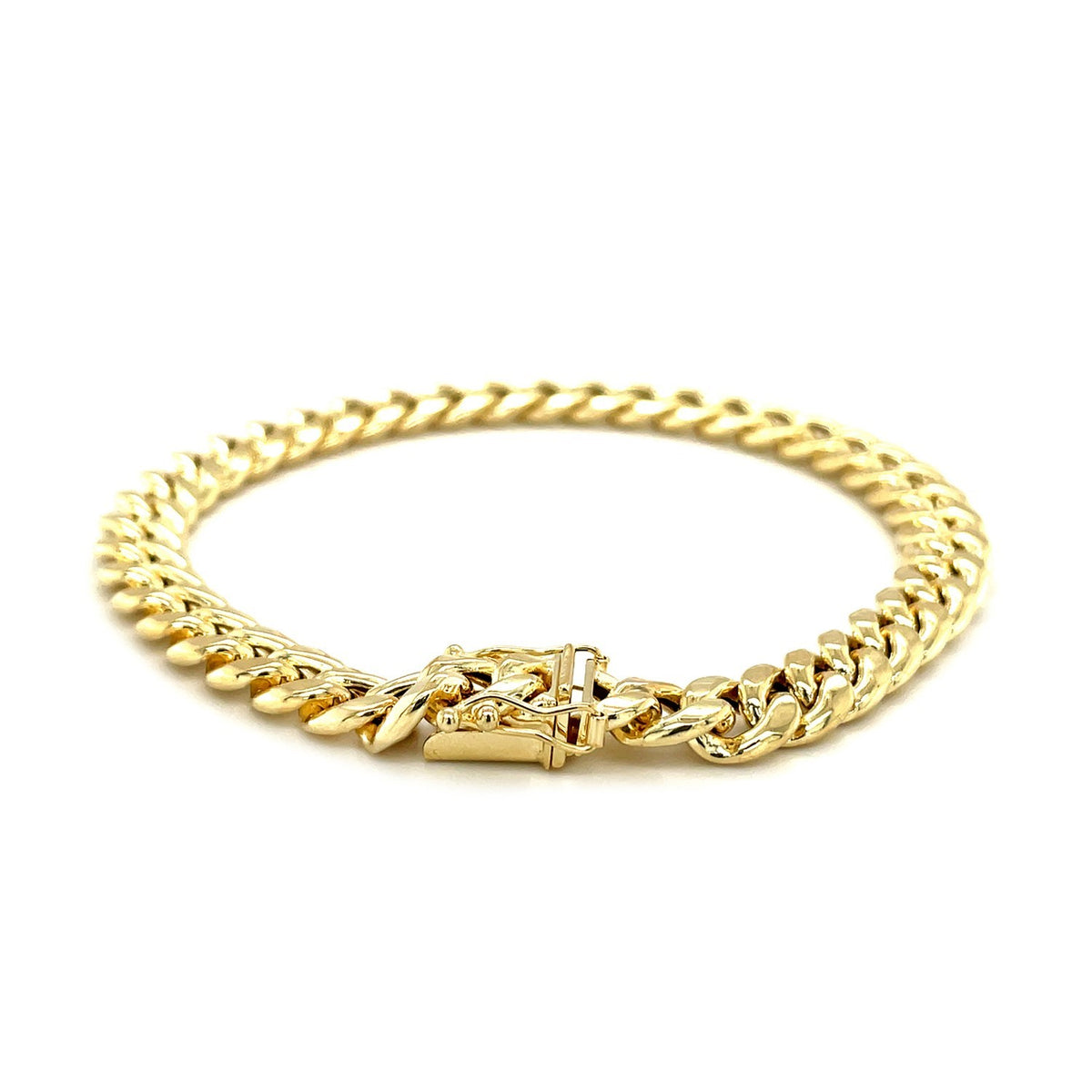 10K Yellow Gold Semi Solid Miami Cuban Bracelet (7.20 mm), view 3