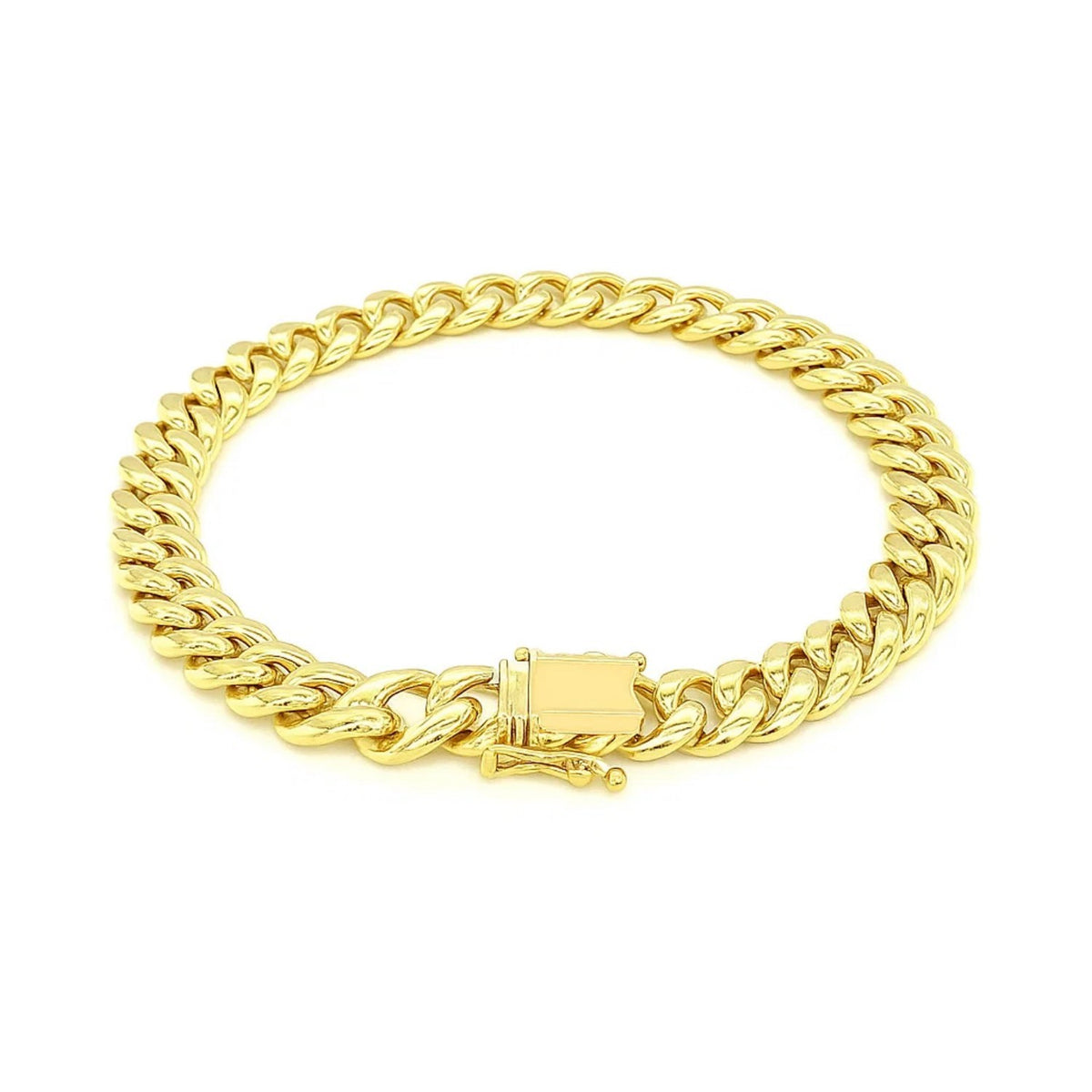 10K Yellow Gold Semi Solid Miami Cuban Bracelet (7.20 mm), view 4
