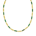 14K Yellow Gold Malachite Rectangle Links Necklace (3.50 mm)