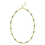 14K Yellow Gold Malachite Rectangle Links Necklace (3.50 mm), view 2