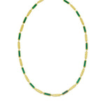 14K Yellow Gold Malachite Rectangle Links Necklace (3.50 mm), view 3