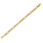 14K Yellow Gold Italian Alternating Paperclip Round Links Bracelet (8.00 mm)