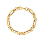 14K Yellow Gold Italian Alternating Paperclip Round Links Bracelet (8.00 mm), view 2