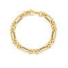 14K Yellow Gold Italian Alternating Paperclip Round Links Bracelet (8.00 mm), view 2