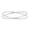 Sterling Silver Rhodium Plated Slip On Cross Over Bangle (11.10 mm), view 2