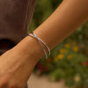 Sterling Silver Rhodium Plated Slip On Cross Over Bangle (11.10 mm), view 6