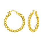 14K Yellow Gold Polished Medium Bead Hoop Earrings