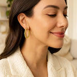 14K Yellow Gold Polished Medium Bead Hoop Earrings, view 2