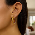 14K Yellow Gold Polished Medium Bead Hoop Earrings, view 4