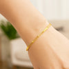 14K Yellow Gold Alternating Paperclip Chain Link and Gold Bar Bracelet (3.60 mm), view 3