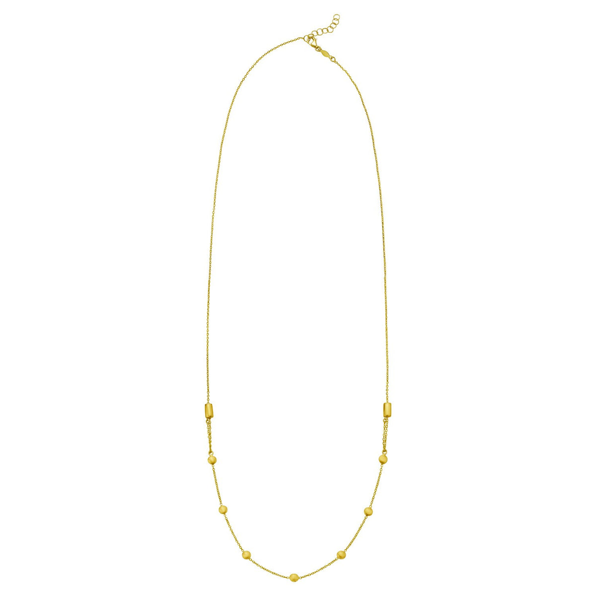 14K Yellow Gold Adjustable Bead Link Necklace, view 2