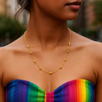 14K Yellow Gold Adjustable Bead Link Necklace, view 3