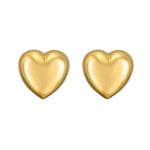 Sterling Silver Yellow Gold Plated Puffed Large Heart Stud Earrings, view 2