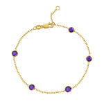 14K Yellow Gold Amethyst Station Bracelet, view 2