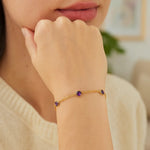 14K Yellow Gold Amethyst Station Bracelet, view 3