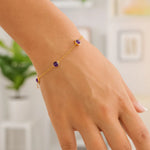 14K Yellow Gold Amethyst Station Bracelet, view 5