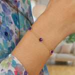 14K Yellow Gold Amethyst Station Bracelet, view 6