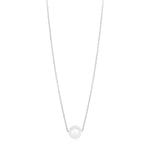 14K White Gold Pearl Solitaire Necklace