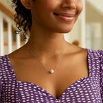 14K White Gold Pearl Solitaire Necklace, view 3