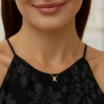 14K Yellow Gold Yours Truly Block Letter Initial K Necklace, view 4
