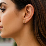 14K Yellow Gold Yours Truly Initial J Stud Earrings, view 2